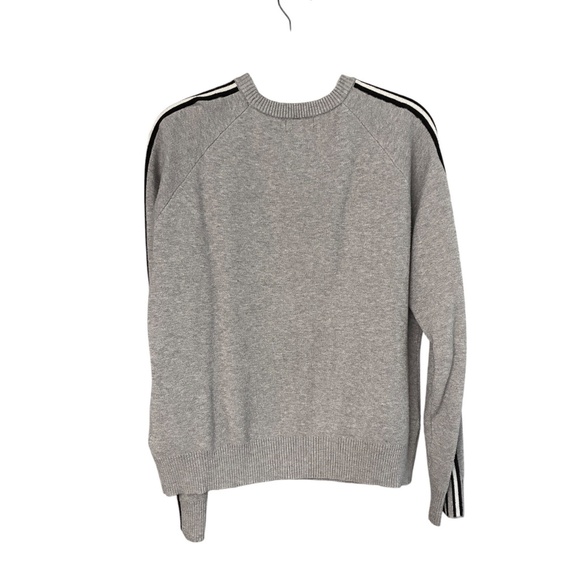 Monrow Heather Gray Sweater with Black Stripe Sleeves | Size S - Picture 2 of 3